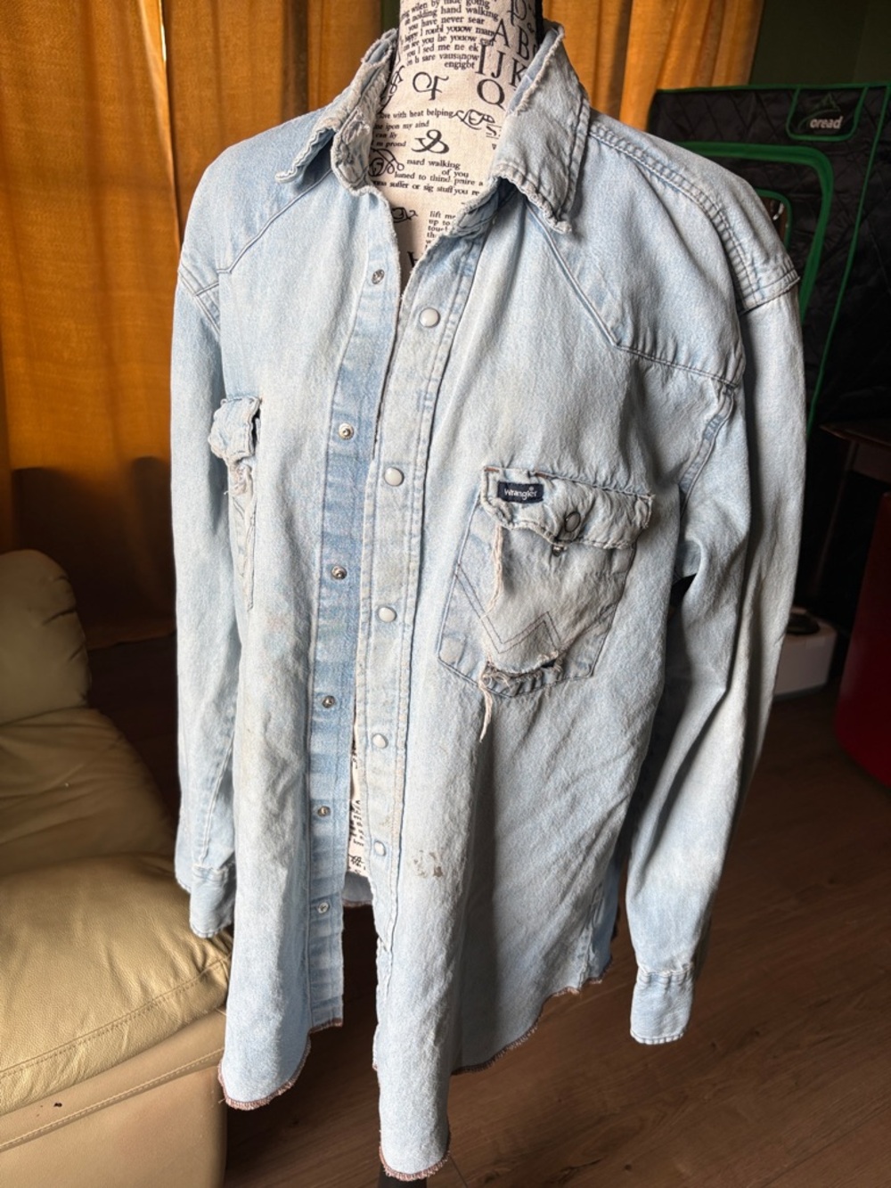 Vintage wrangler distressed shirt